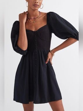 Maeve sweetheart puff sleeve mini dress